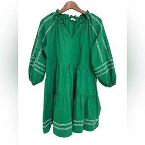 Avatar Green Puff Sleeve Mini Dress